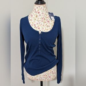 NWT Navy long sleeve henley top